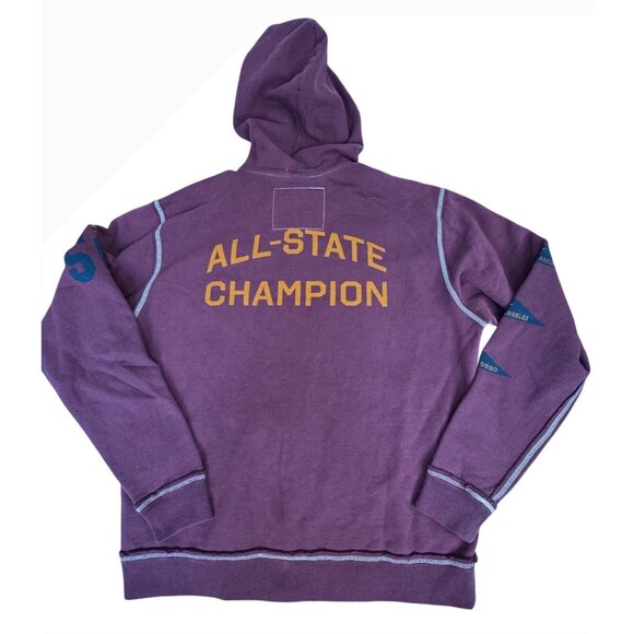 True Religion Mens XXL Maroon Hoodie Jacket Flatlock Zip LA 1956 Captain Graphic - Picture 13 of 15